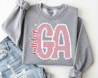 Georgia Bulldogs Sweatshirt, GA bulldogs lace trim shirt for women