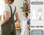 Cross Back Apron Sewing Pattern PDF | Beginner Friendly, Japanese Style Apron Pattern, DIY Kitchen Apron Pattern, Digital Download