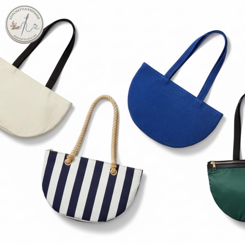Luna Crescent Tote Bag Sewing Pattern - Half Moon Shoulder Bag ...