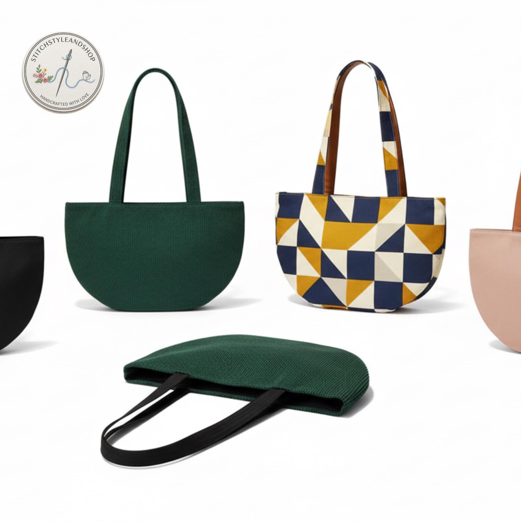 Luna Crescent Tote Bag Sewing Pattern - Half Moon Shoulder Bag ...