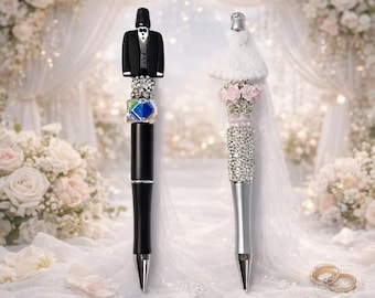 Bride Groom Wedding Pens | Wedding Guest Book Pen Set (Gift Packaging)