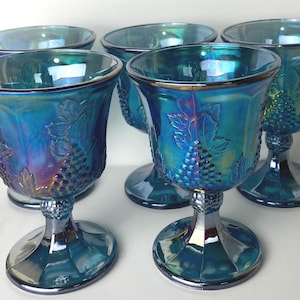 Blue Carnival Glass - Etsy