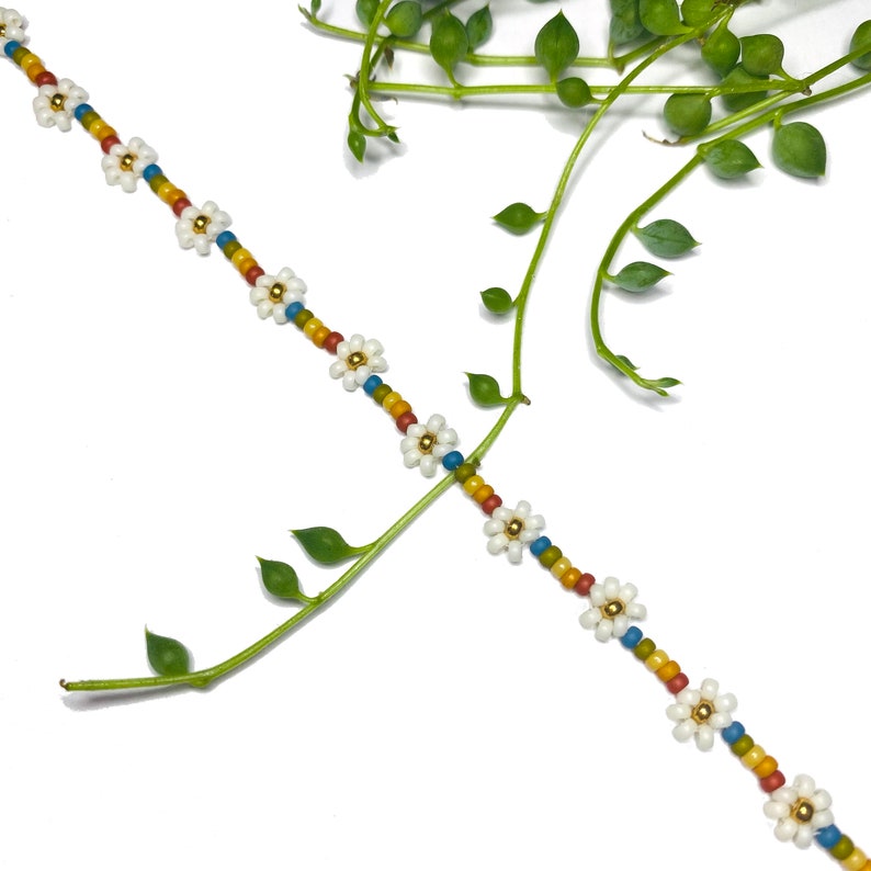 Pride Daisy Chain Seed Bead Bracelet or Anklet image 3