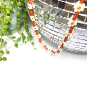 Daisy Chain Choker Necklace Red and White