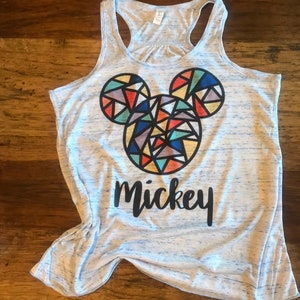 Disney Mickey Mouse Tank /Summer Tank/ Workout Tank/ Black and White / Stained Glass Mickey / Vacation Tee image 2