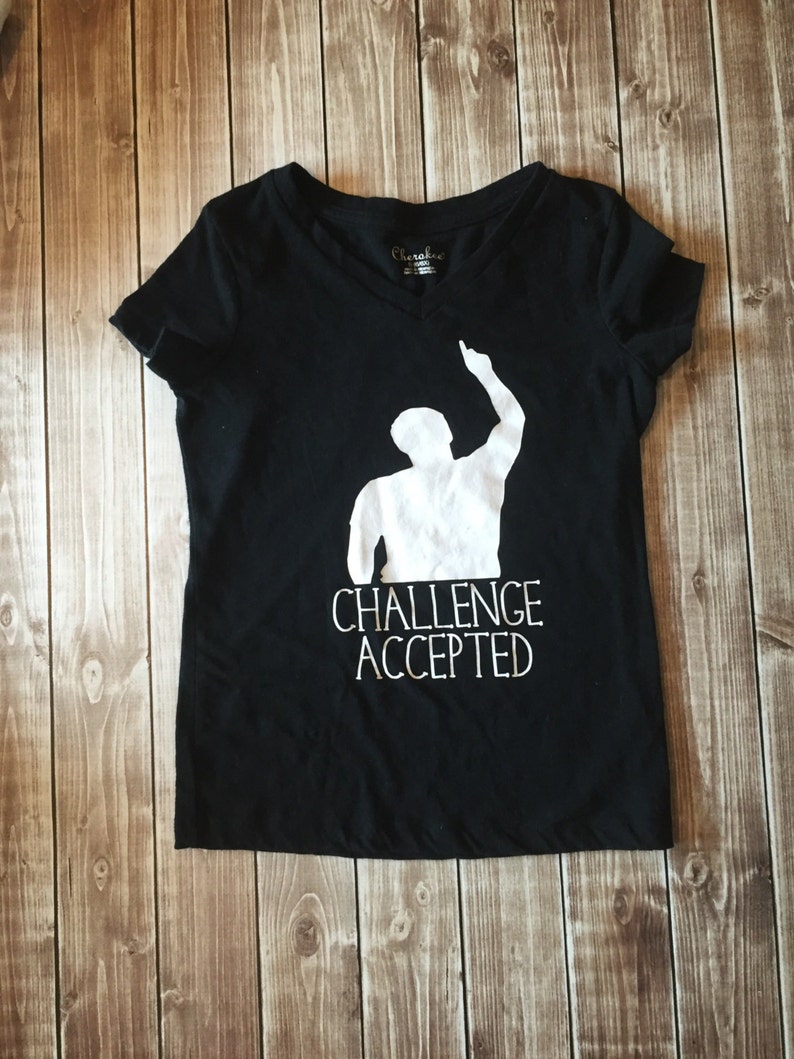 Girls Hipster Tee Challenge Accepted Black and White Vinyl Etsy