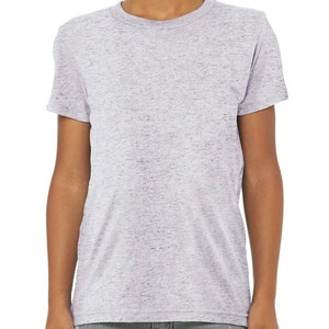 May include: A heather grey crew neck t-shirt. The short-sleeved shirt has a soft, textured appearance. The shirt is made of a lightweight material and is suitable for casual wear. The shirt is a solid colour with a subtle speckled pattern.
