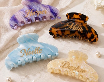 Pinza para el cabello personalizada grabada, pinza para el cabello con nombre personalizado, accesorios para el cabello de novias y damas de honor, recuerdo de fiesta, pinza para el cabello de moda para mujer