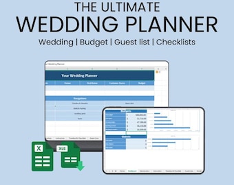 Wedding Planner Spreadsheet Google Sheets • Wedding Budget Tracker • Checklist & Guest List Planner • Digital Wedding Organizer