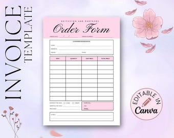 Minimalistische Rechnungsvorlage | Professionell bearbeitbare Canva Rechnung | Druckbares Rechnungsformular PDF