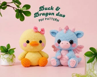 Baby Dragon & Duck Crochet Pattern PDF | Amigurumi Plush Bundle | Easy Beginner Toy Tutorial
