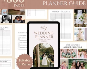 Wedding Planner Canva Template • 800+ Page Editable Wedding Planner Binder • Printable Wedding Checklist & Organizer Bundle