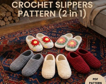 Easy Handmade Crochet Slipper Pattern | Cozy Indoor House Shoes PDF | Instant Download | Beginner Friendly