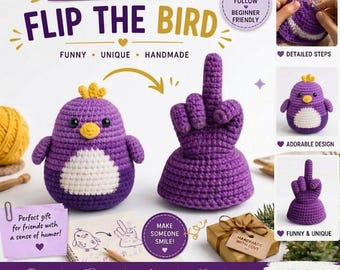 Sassy Bird Crochet Pattern PDF | Funny Reversible Amigurumi Plush | Easy No Sew Crochet Gift Tutorial  | Instant Download