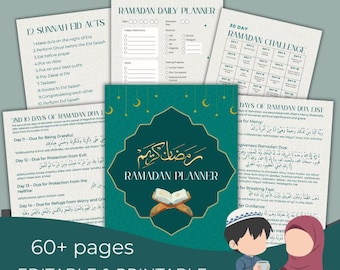 Ramadan Planer 2026 Canva Template | Druckbare PDF | Islamisches tägliches Gebet, Koran Fasten Tracker