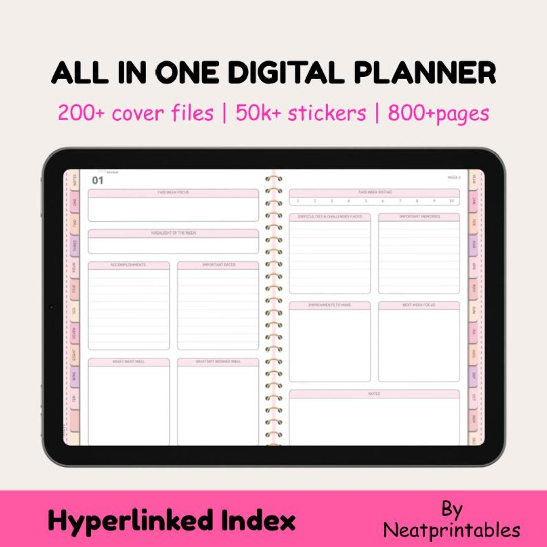 All-in-one Digital Planner 2026-2027 | Hyperlinked iPad Organizer (PDF ...