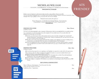 ATS Lebenslauf Vorlage | Professioneller Word Google Docs Lebenslauf (Digitaler Download)