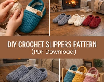 DIY Crochet Home Slippers PDF | Handmade House Shoes | Easy Beginner Pattern | Instant Download