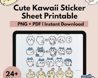 Kawaii Sticker Bogen • Süße Tier Aufkleber • Planer & Journal Aufkleber • Digitaler Download für GoodNotes