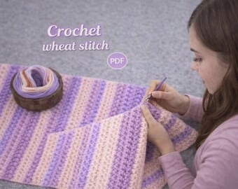 Crochet Wheat Stitch Blanket Pattern PDF | Easy Crochet Blanket Pattern for Beginners | Cozy Crochet Throw Blanket | Modern Afghan Pattern