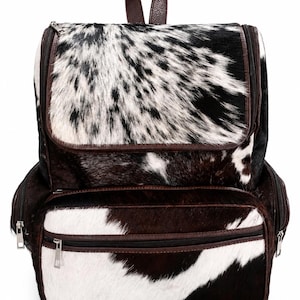 Hair-On Hide Western Style Cowhide Backpack | Genuine Leather Unisex Laptop Bag | Personalized Travel Bags