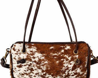 Handmade Cowhide Clutch Purse With Handle | Genuine Leather Hair-On Hide Western Style Women Shoulder Bag | Personalized Gift For Her