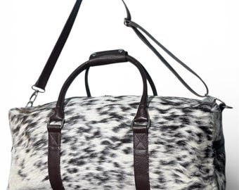 Handmade Cowhide Duffle Bag: Rustic Western Style Travel Bag