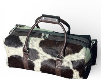 Handmade Cowhide Duffle Bag | Rustic Western Style 20 Inch Travel Bag