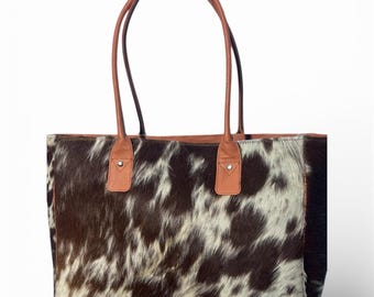 Cowhide Tote Bag | Handmade Hair On Hide Leather Bags | Western Style Shoulder Purse