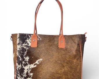 Cowhide Tote Bag | Hair on Hide Leather bags | Western Shoulder Purse | Personalized Gift for Her
