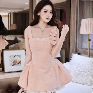 knee length dresses for ladies Tweed Dress | The Amelie | Pink Rose main image 1