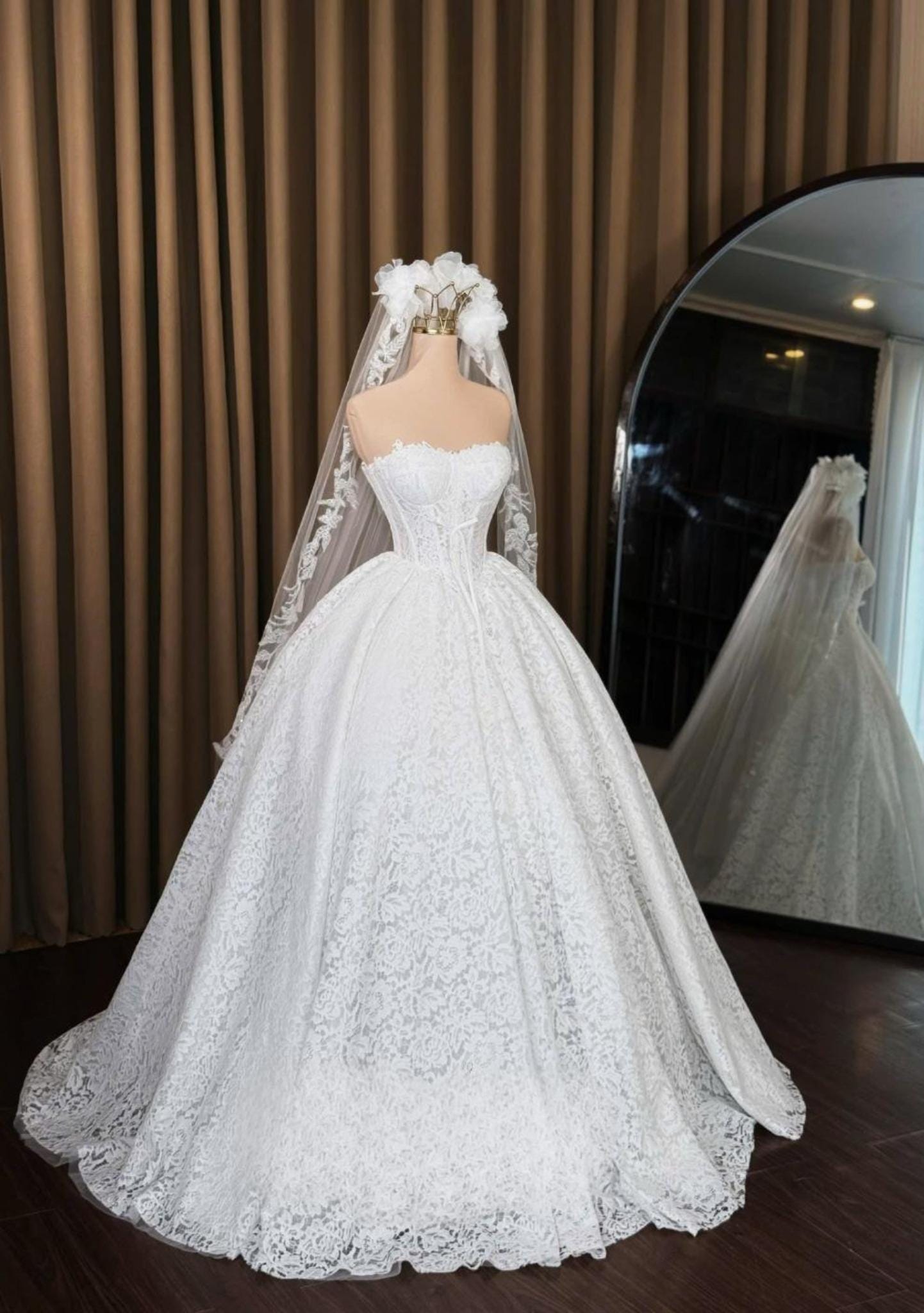 Strapless Lace Wedding Dress Ballgown - Etsy