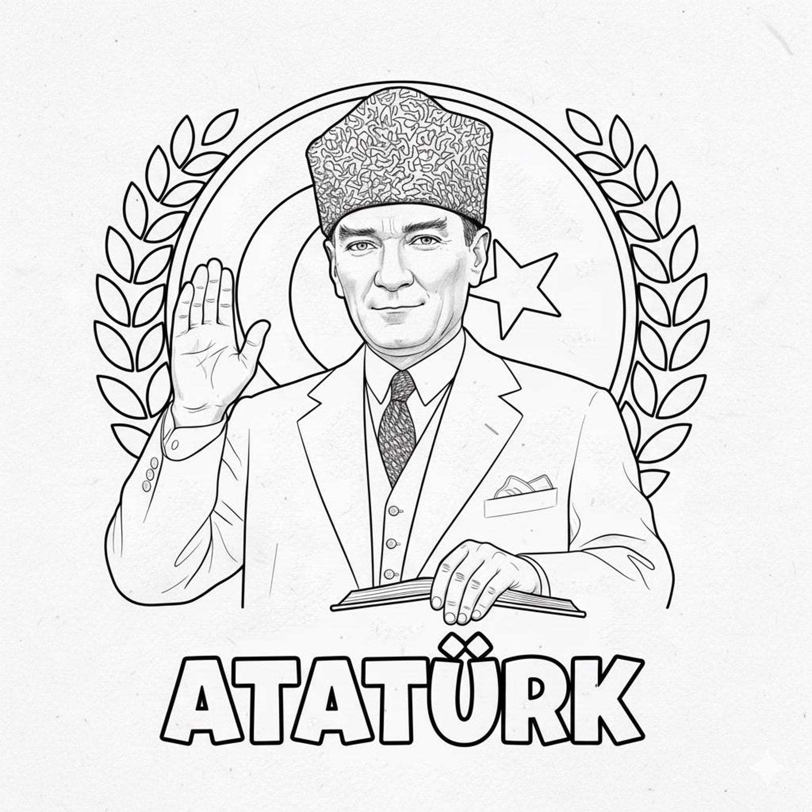 Ataturk Portrait Coloring Page - Etsy