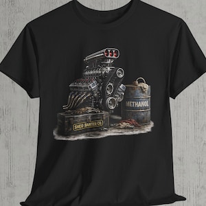 Supercharged Engine Unisex T-Shirt, "Methanol" Fuel Tee, Hot Rod Shirt, Muscle Car Tee, Mechanic Gift, Racing Engine Shirt, Car Guy Gift