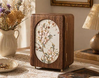 Wooden Jewelry Cabinet, Jewelry Organizer Cabinet, Floral Jewelry Box Organizer, Ring Necklace Storage Box, Gift for Her, Mom Gift