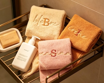 Personalized Embroidered Hand Towel, Custom Name Bathroom Towel, Monogram Guest Towel, Soft Bath Towel, Housewarming Gift