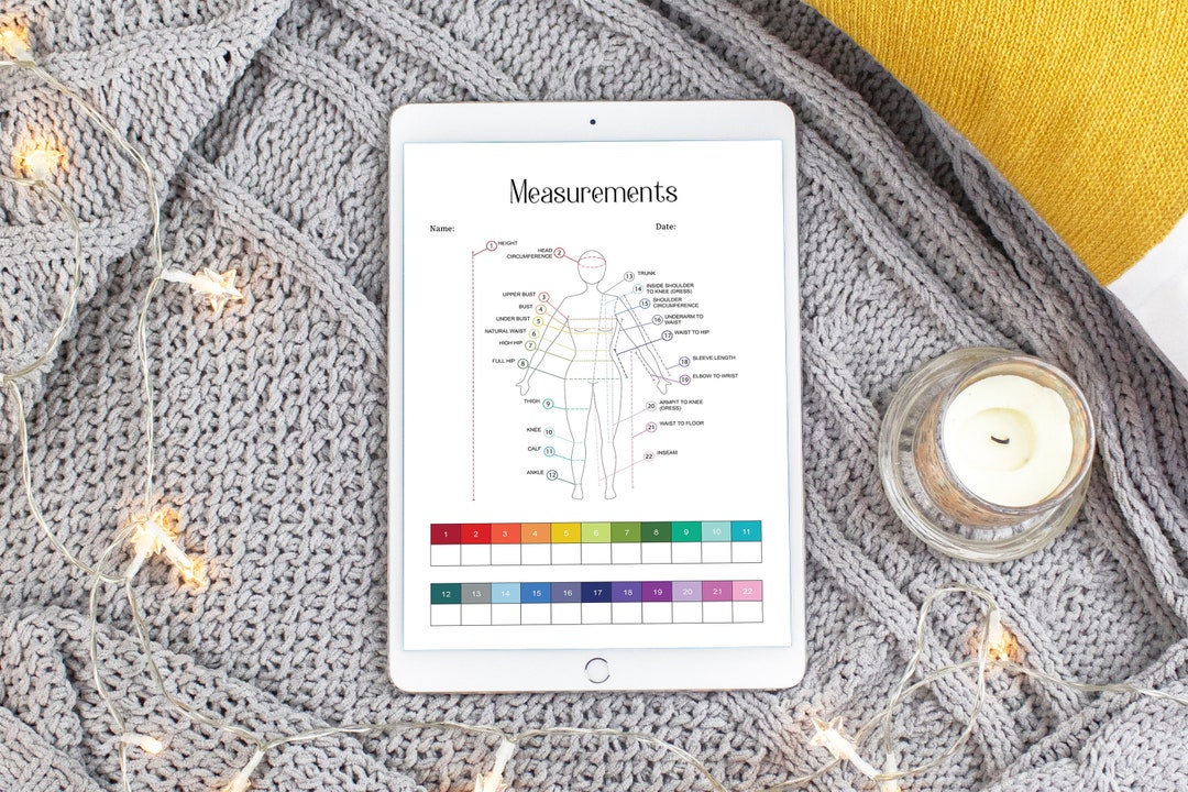 Body Measurement Chart Printable Sewing Planner Insert and PNG - Etsy