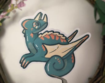 Chameleon Wyvern Adorable Fantasy Dragon Vinyl Matte Sticker