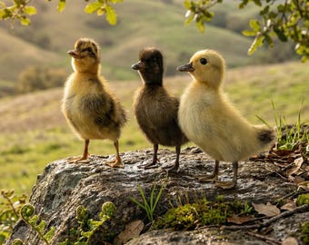 Conjunto de taxidermia de patitos reales - / Patitos naturales amarillos y grises con manchas / Decoración gótica Dark Academia / Regalo para vitrina de curiosidades