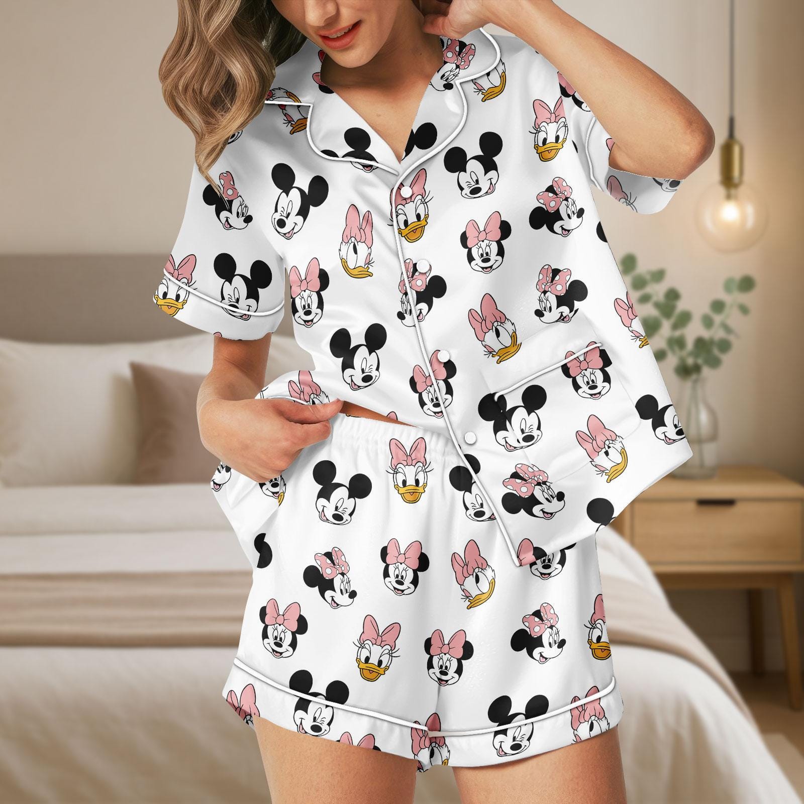 Discover Mickey And Friends Pajamas Set, Minnie Bow Coquette Women Pajamas, Disneyworld Pajamas Set, Pluto Daisy Donald Bow Pjs