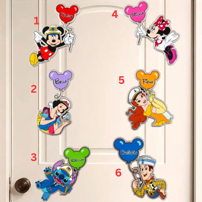 Disney Characters Cruise Magnet, Balloon Mickey & Friends Door Magnet, Toy Story Family Cruise Magnet Decoration