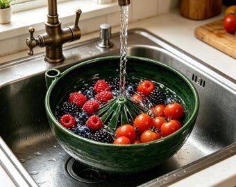 Keramische wervelende bessenwaskom met afvoergaten, multifunctionele fruitwasmachine in de keuken