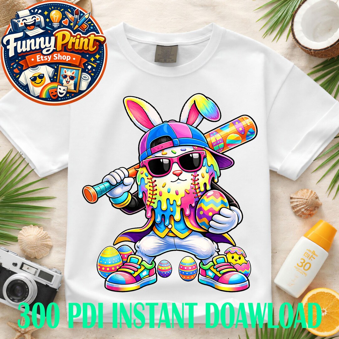 Funny Dripping Drip Rabbit Bunny Baseball Easter Men Boy Kid PNG - Etsy