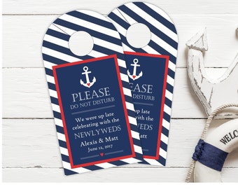 Do Not Disturb Nautical Wedding Door Hangers Guest Gift Hotel Box Wedding Favor Nautical Wedding Hotel Door Hangers #dhrI-122