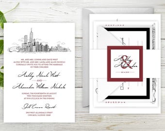 chicago wedding invitation etsy