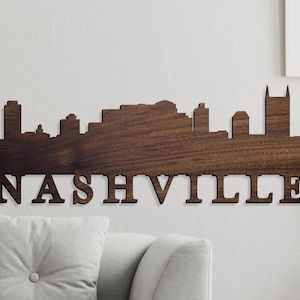 Nashville Wall Sign, City Skyline Wall Decor, Tennessee Wall Art, Nashville Skyline Wall Hanging, Nashville Sign, Bedroom Art, Skyline Art
