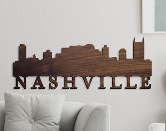 Nashville Wall Sign, City Skyline Wall Decor, Tennessee Wall Art, Nashville Skyline Wall Hanging, Nashville Sign, Bedroom Art, Skyline Art