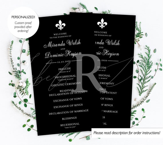 Wedding Ceremony Cards Order Of Ceremony Card Wedding Program