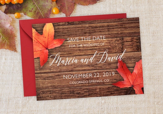 Autumn Wedding Save The Date Fall Save The Dates Wedding Date
