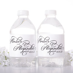 Custom Wedding Stickers, Waterproof Bottle Labels, Wedding Water Bottle Wraps, Custom Reception Decorations image 1